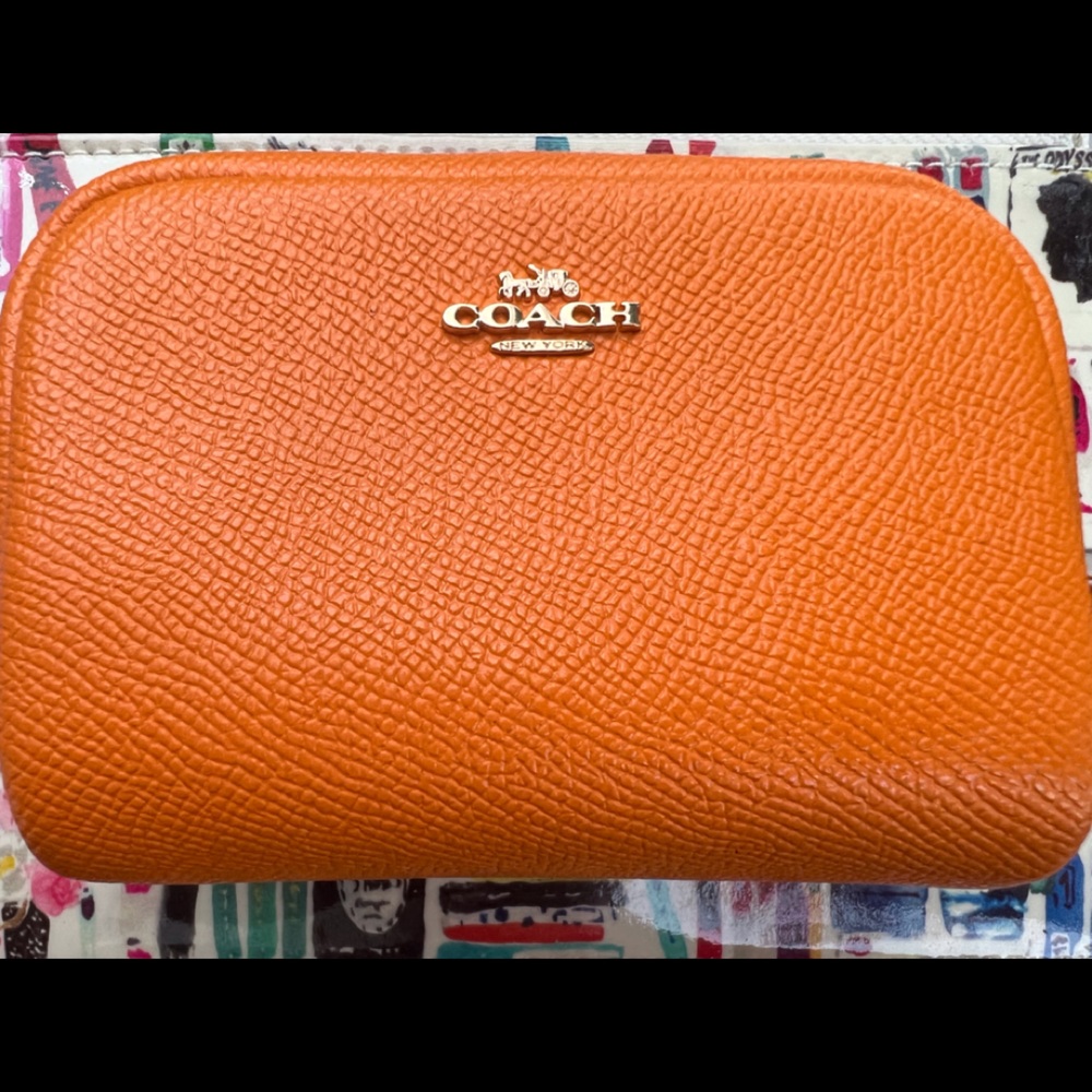 Coach small leather cosmetic tote